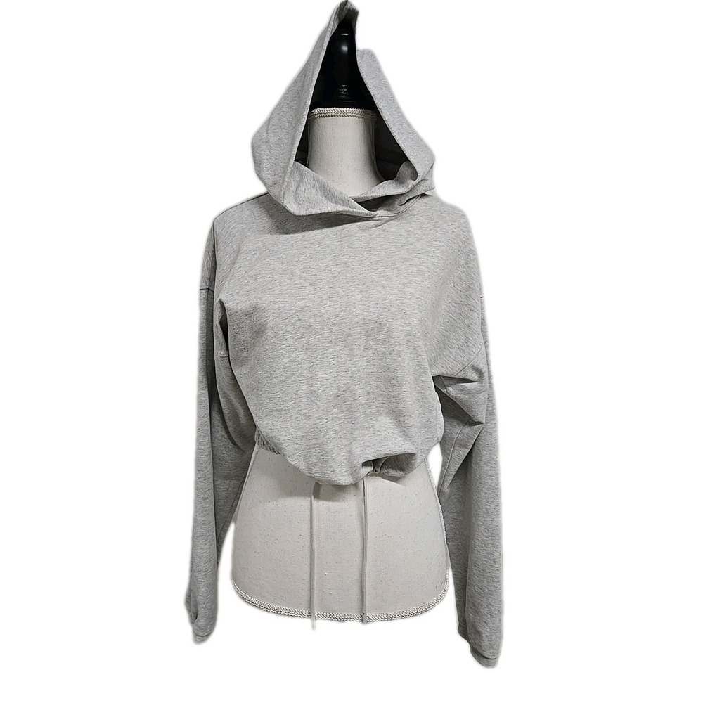 Aritzia The Group by Babaton Weekender Pullover Cinch Cropped Hoodie Gray Sz‎ S